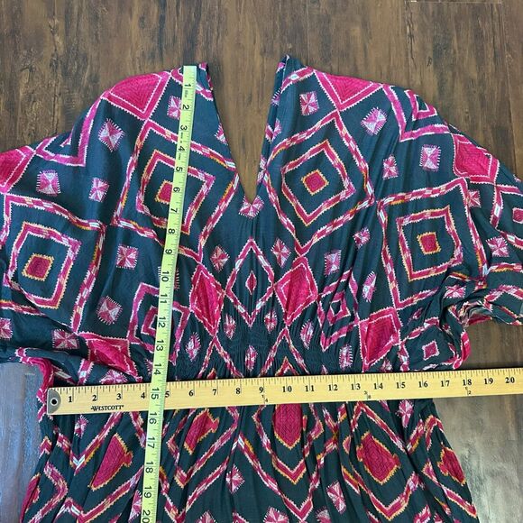 ANTHROPOLOGIE RUJUTA SHETH Marie Cinched Caftan in Black Red Diamond Print - Picture 14 of 15